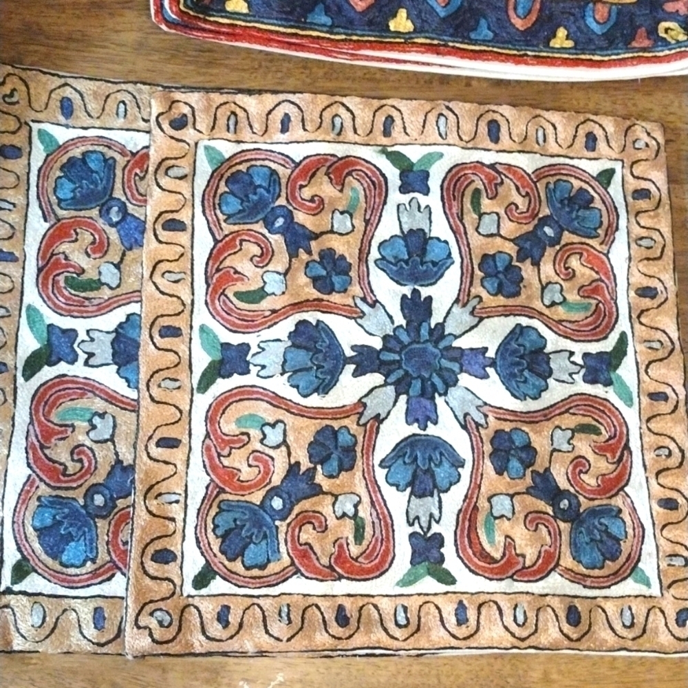 NWOT Hand Embroidered Set of Decorative Pillow Covers. 16x16